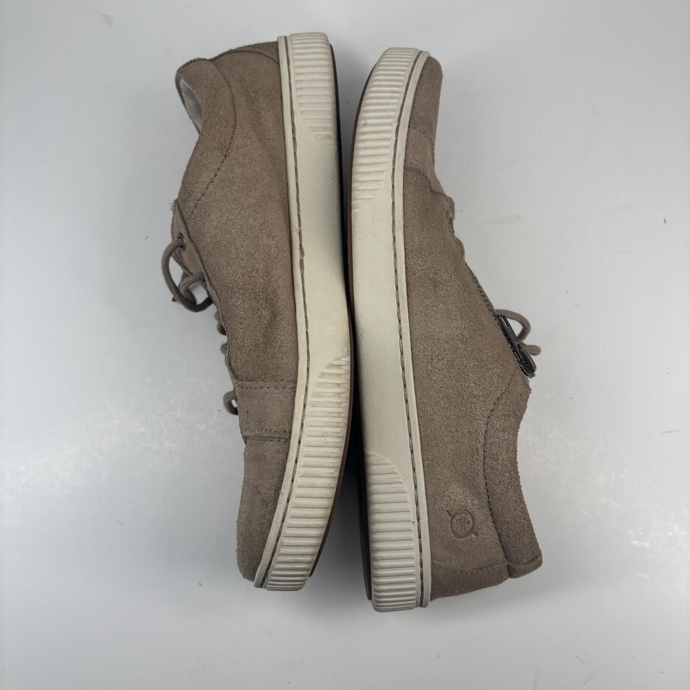 Born Tamara Women's US 10M Taupe Suede Low-Top Casual Sneakers Lace-Up Side Zip - Picture 5 of 16